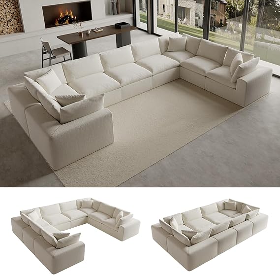 Modular L-Shaped Sectional Sofa with Deep Seat