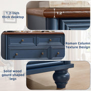 RWYHG Farmhouse Dressers and Nightstand Set of 3, Wood 54" Wide 7 Drawer Dresser 14'' Narrow Side Table with Charging Station, Roman Column Bedroom Furniture Dressers Sets for Home Living Room Hallway