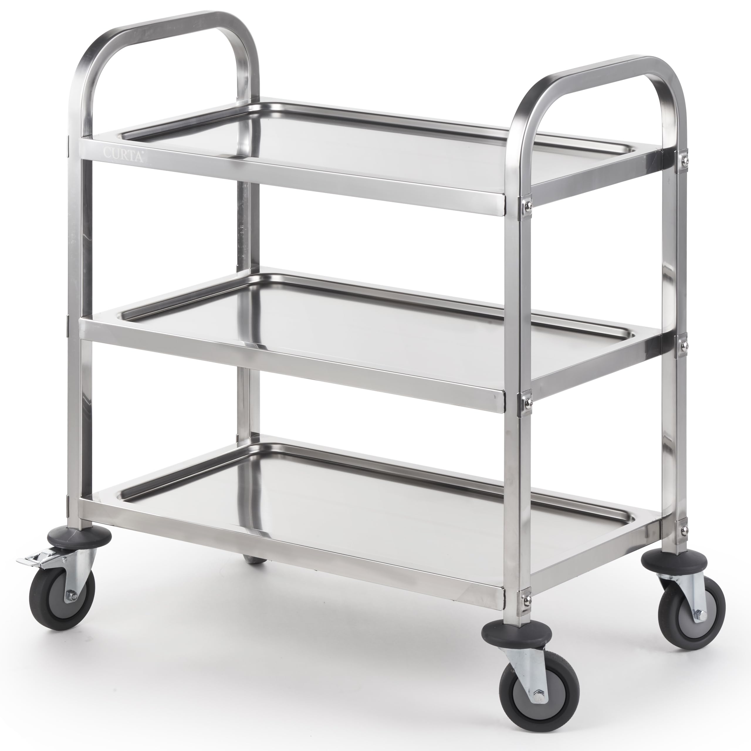 3-Tier Stainless Steel Utility Cart with Locking Casters