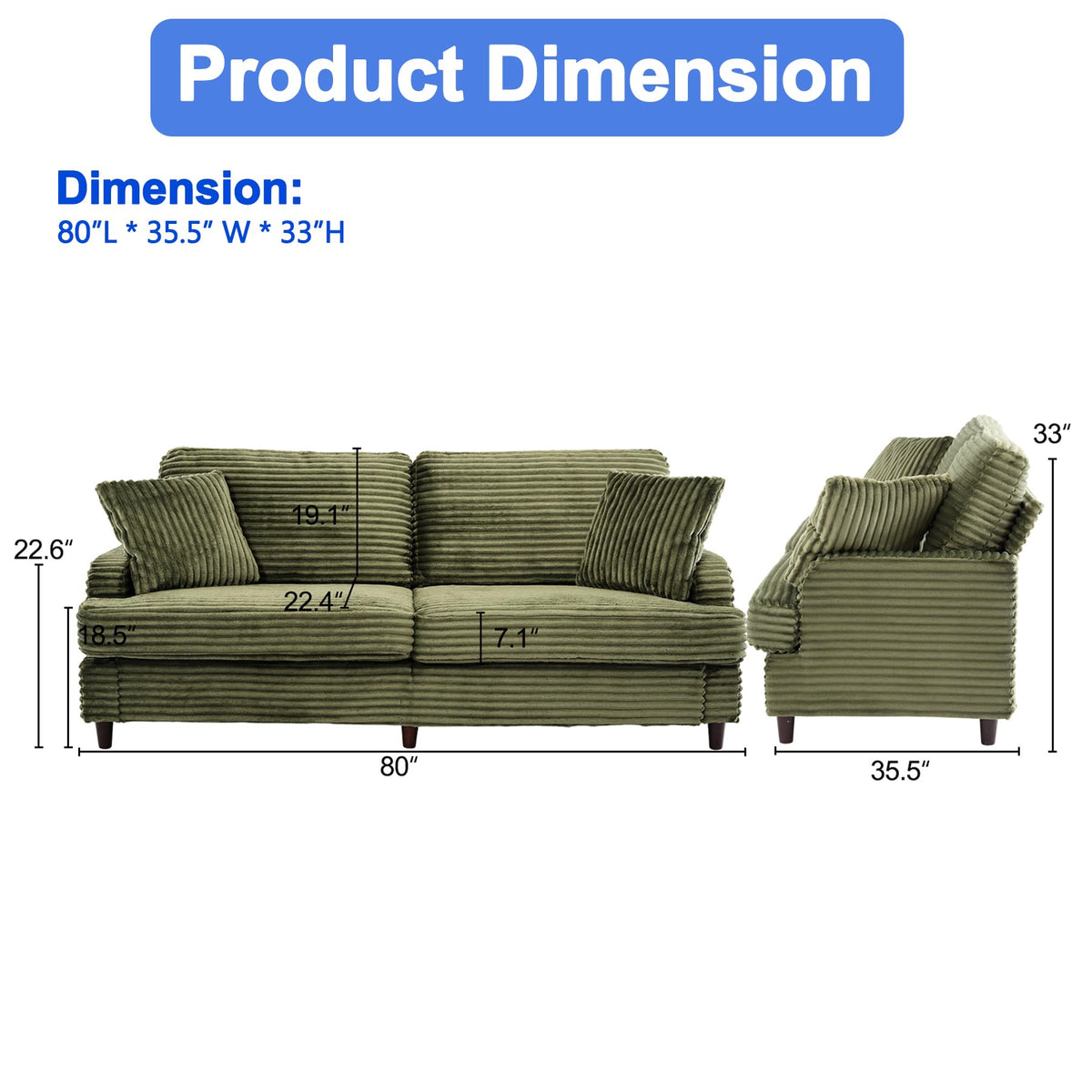 Corduroy Three-Seater Sofa