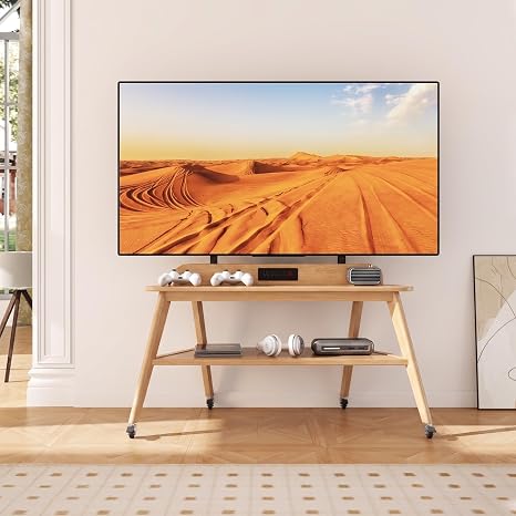 Solid Wood Rolling TV Stand