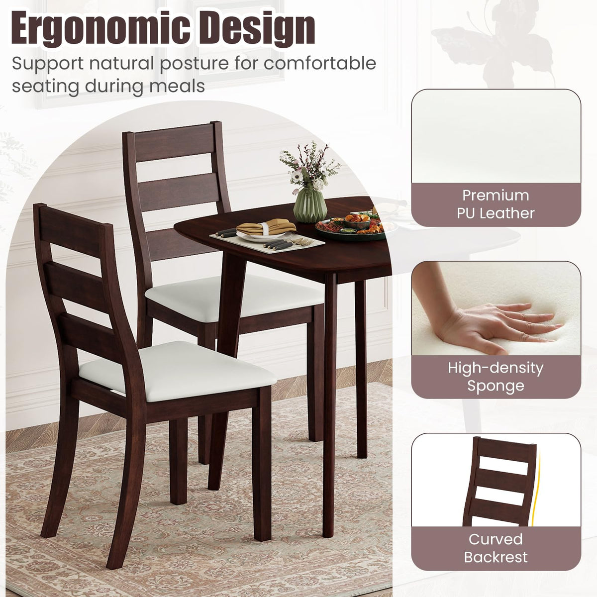 Wood Dining Table Set for Two