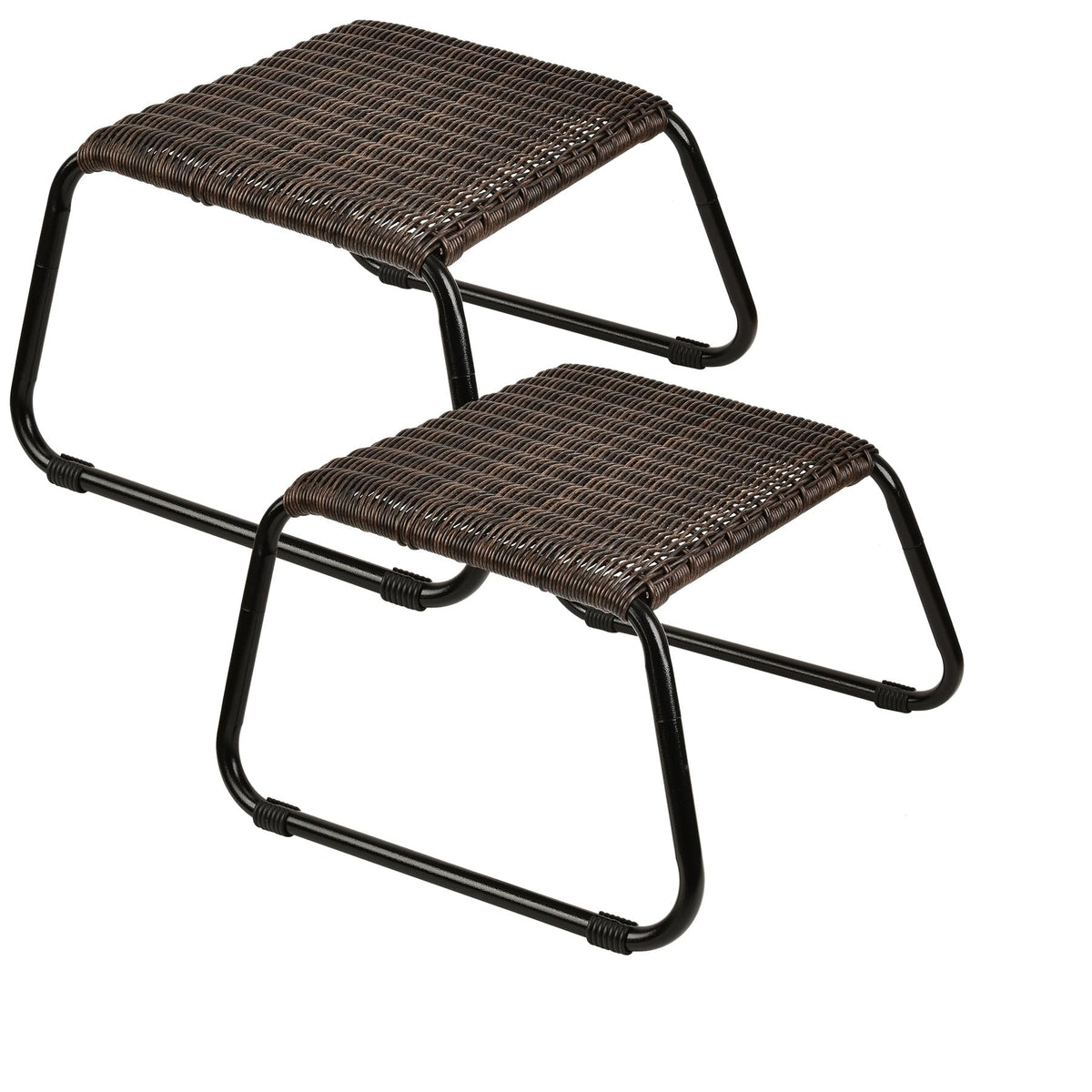 Outdoor Rattan Footstools, Set of 2