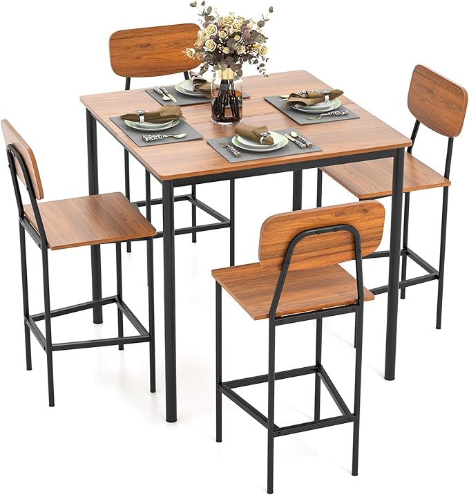 Counter Height Dining Table Set with 4 Stools