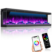 80 Inch 3 Sided Electric Fireplace, Smart Linear Fireplace Heater with 3D Realistic Flames/Ember/Ambient, LED Color Cycle, Timer, Crackling Sound, 1500W/750W, Recessed