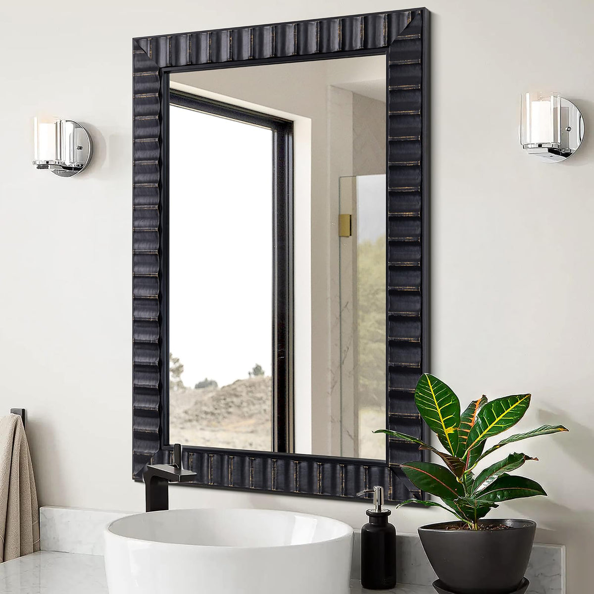 Black Wood Framed Wall Mirror