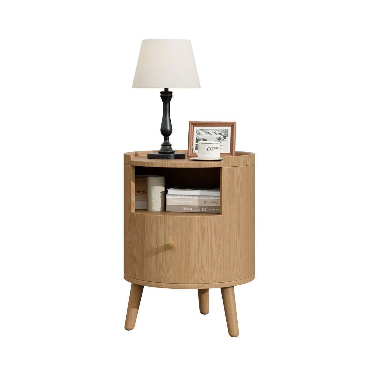 Nightstand, Night Stand Set of 2 with 2 Drawers & Open Shelf,Side Table