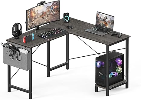 L-Shaped Corner Desk with Storage, 50 Inch