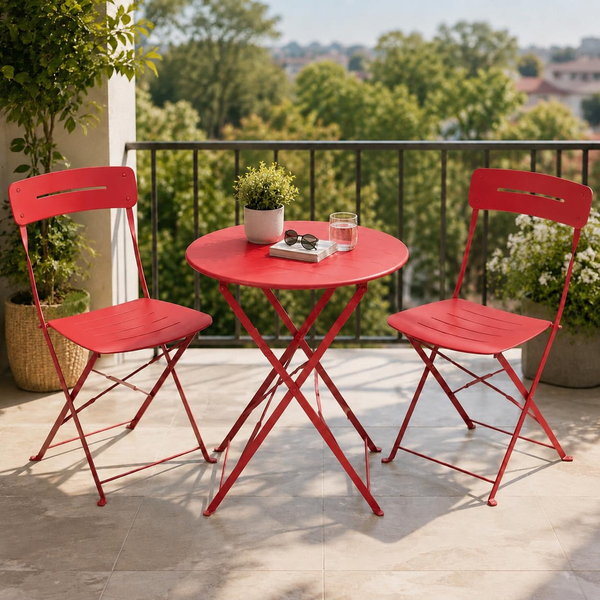 Red Folding Patio Bistro Set