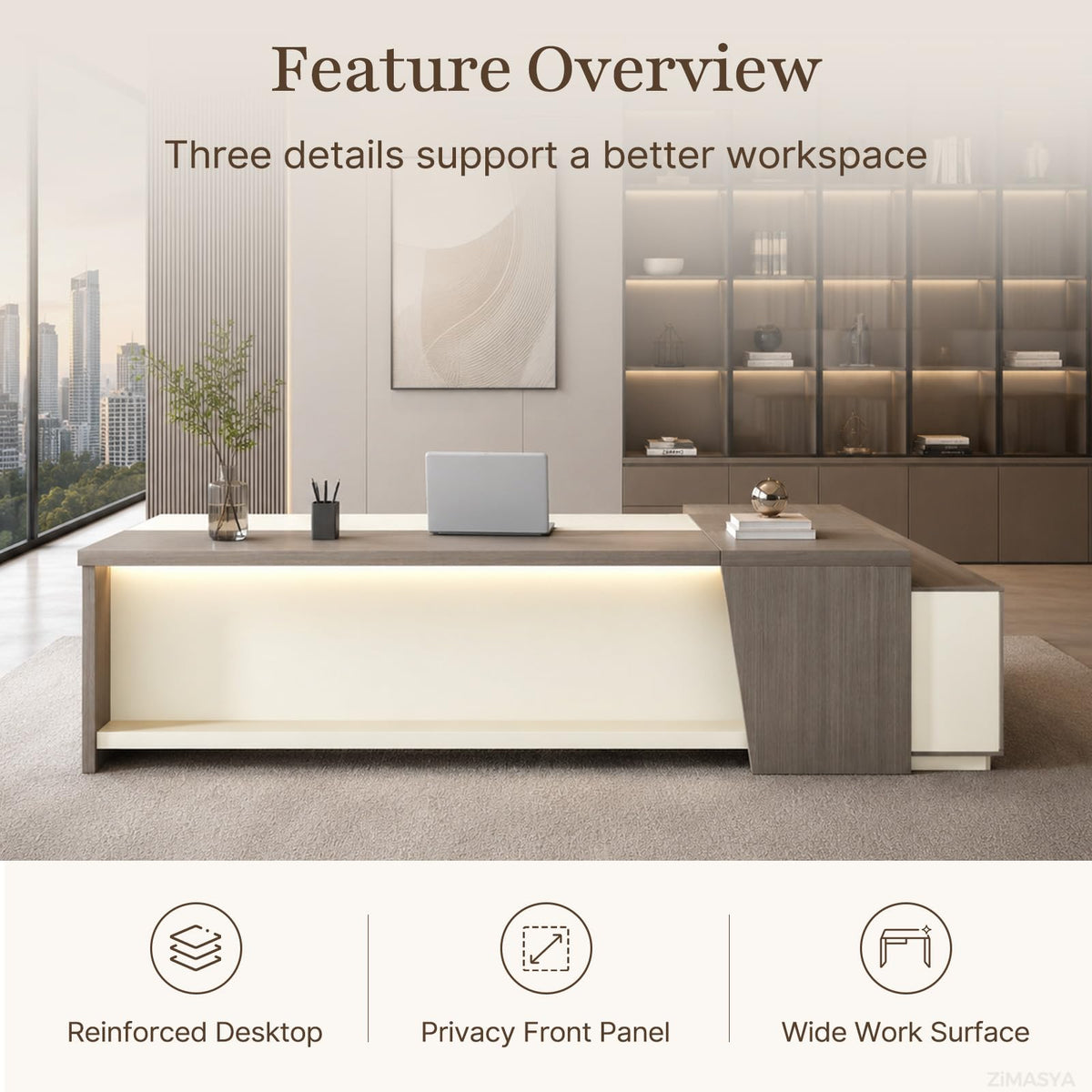 Right-Return L-Shaped Executive Desk