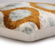 CANVELLO Amber & Gray Circle Velvet Pillow 20x20 – Handcrafted Luxury