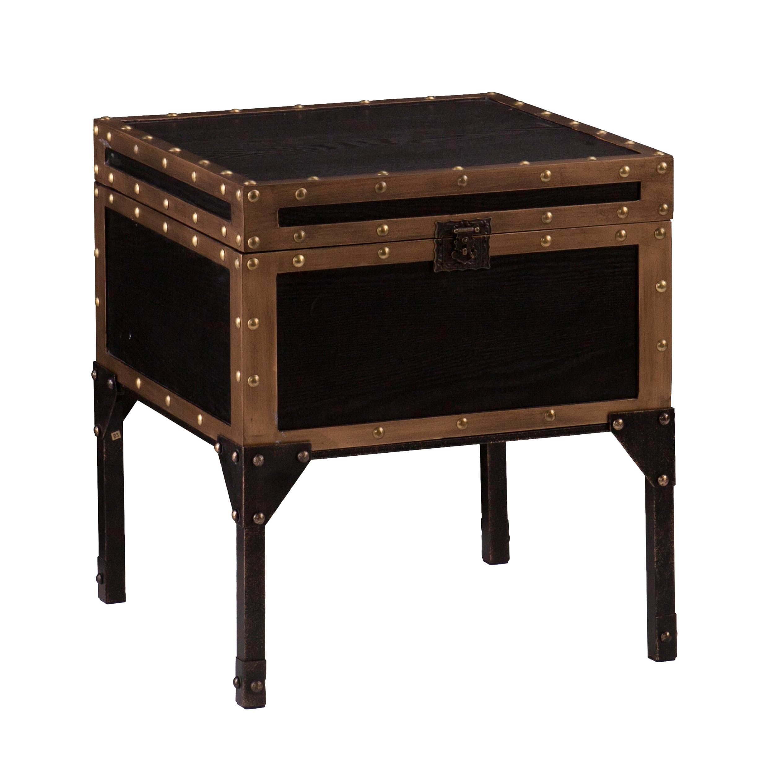 Industrial Travel Trunk End Table with Storage
