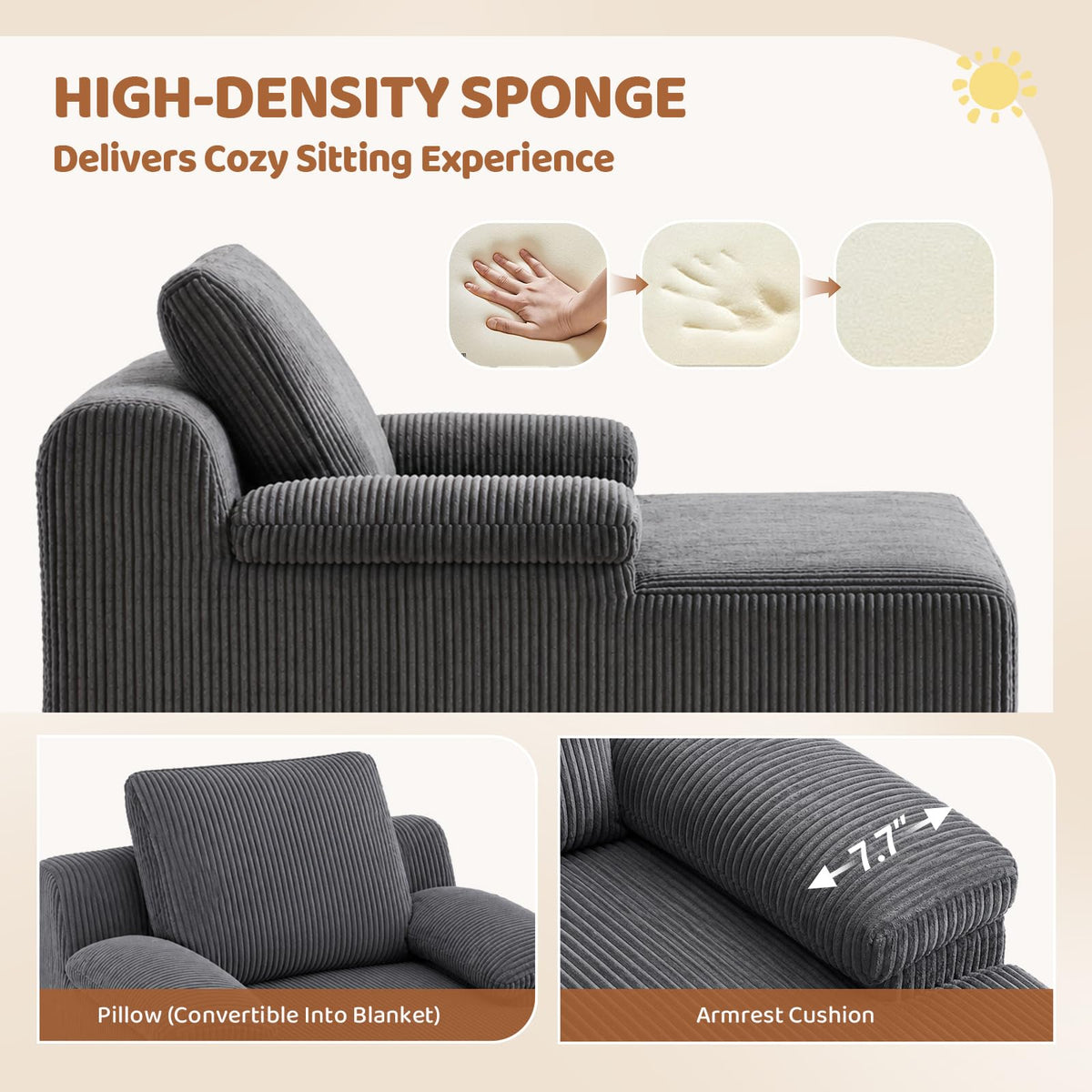 Kids Corduroy Chaise Lounge