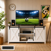 Claiks Farmhouse TV Stand, 57 Inch, White