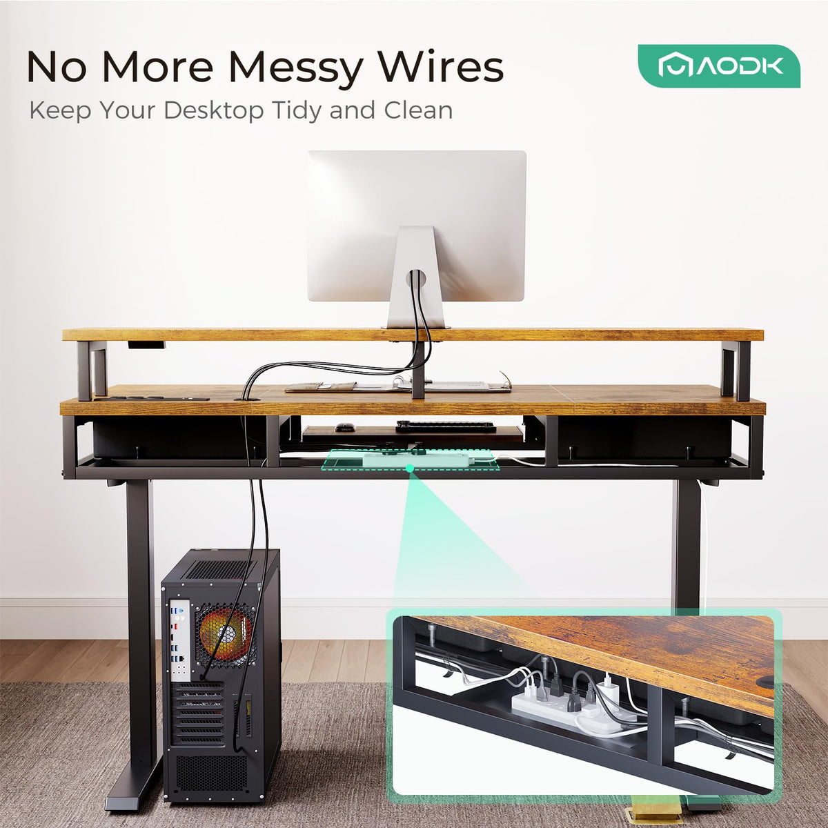 Electric Standing Desk with Drawers