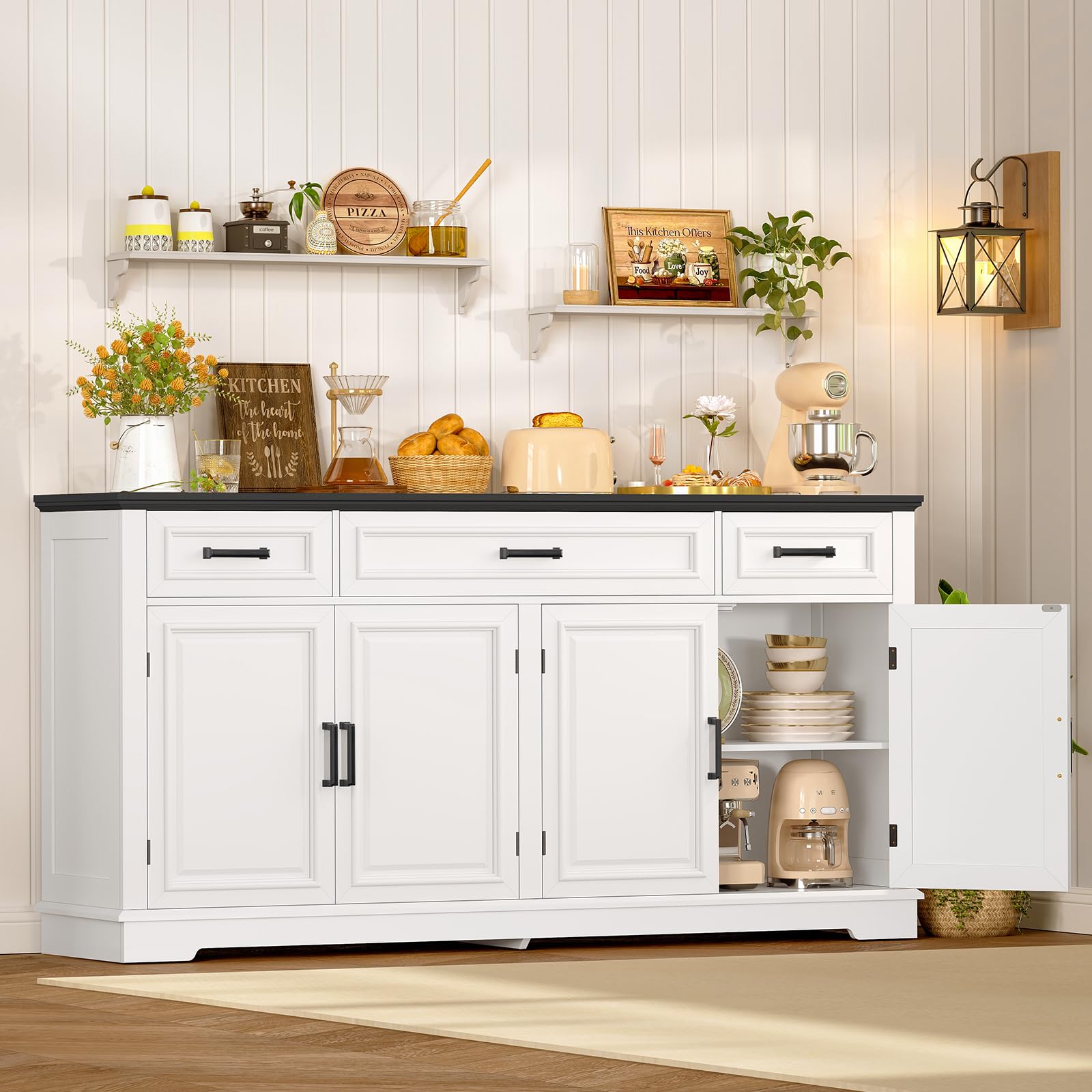 Buffet Sideboard Cabinet with 4 Doors & 3 Drawers