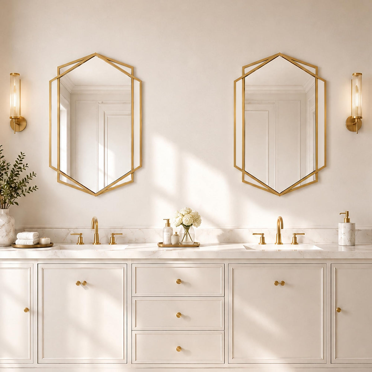 Matte Gold Hexagon Wall Mirror