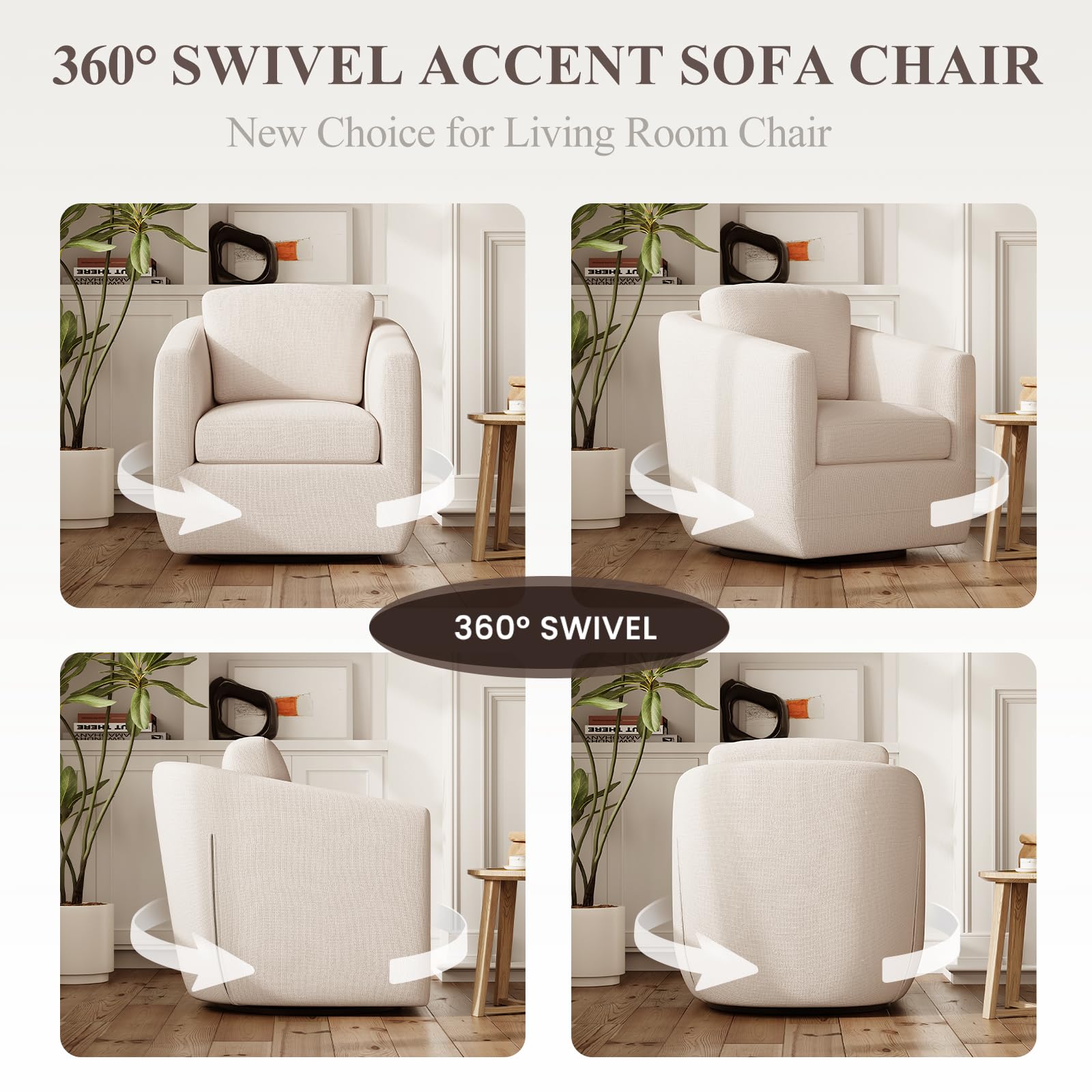 360° Swivel Accent Chair with Pillow