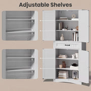 Gizoon 71'' Kitchen Pantry Storage Cabinet, Freestanding Pantry Organizers and Storage Cabinet with 4 Doors and 4 Adjustable Shelves, Tall Cabinet with Large Drawer for Kitchen, Living Room, Bathroom