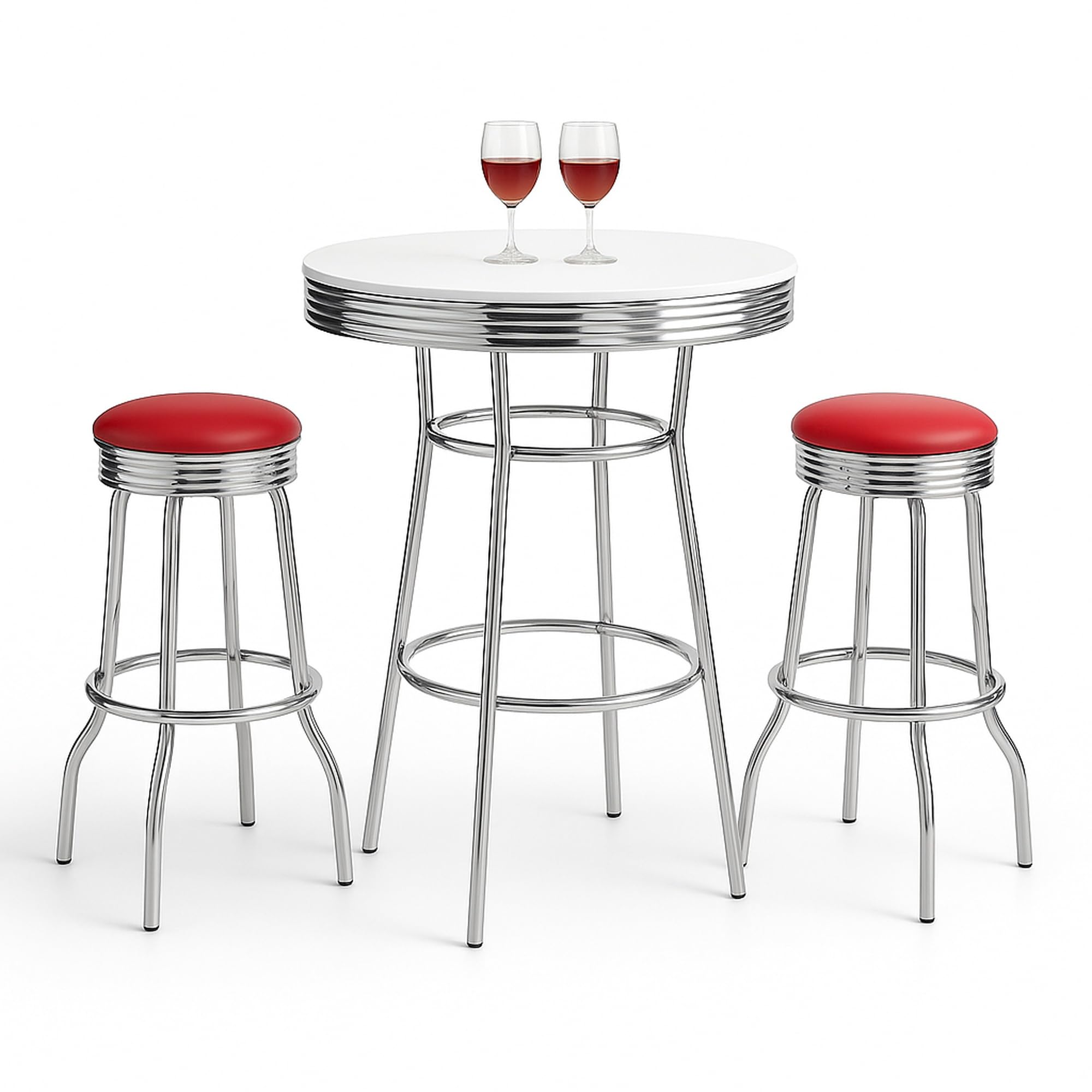 Retro 3-Piece Pub Bar Set with Swivel Stools
