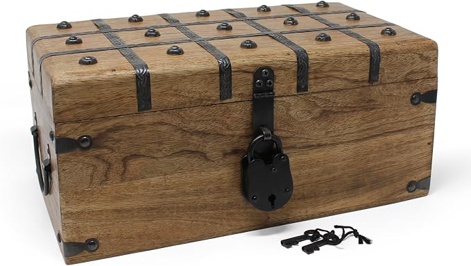 Wooden Treasure Chest with Lock
