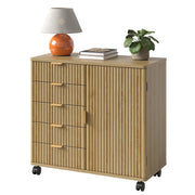 Fluted 5-Drawer Rolling File Cabinet