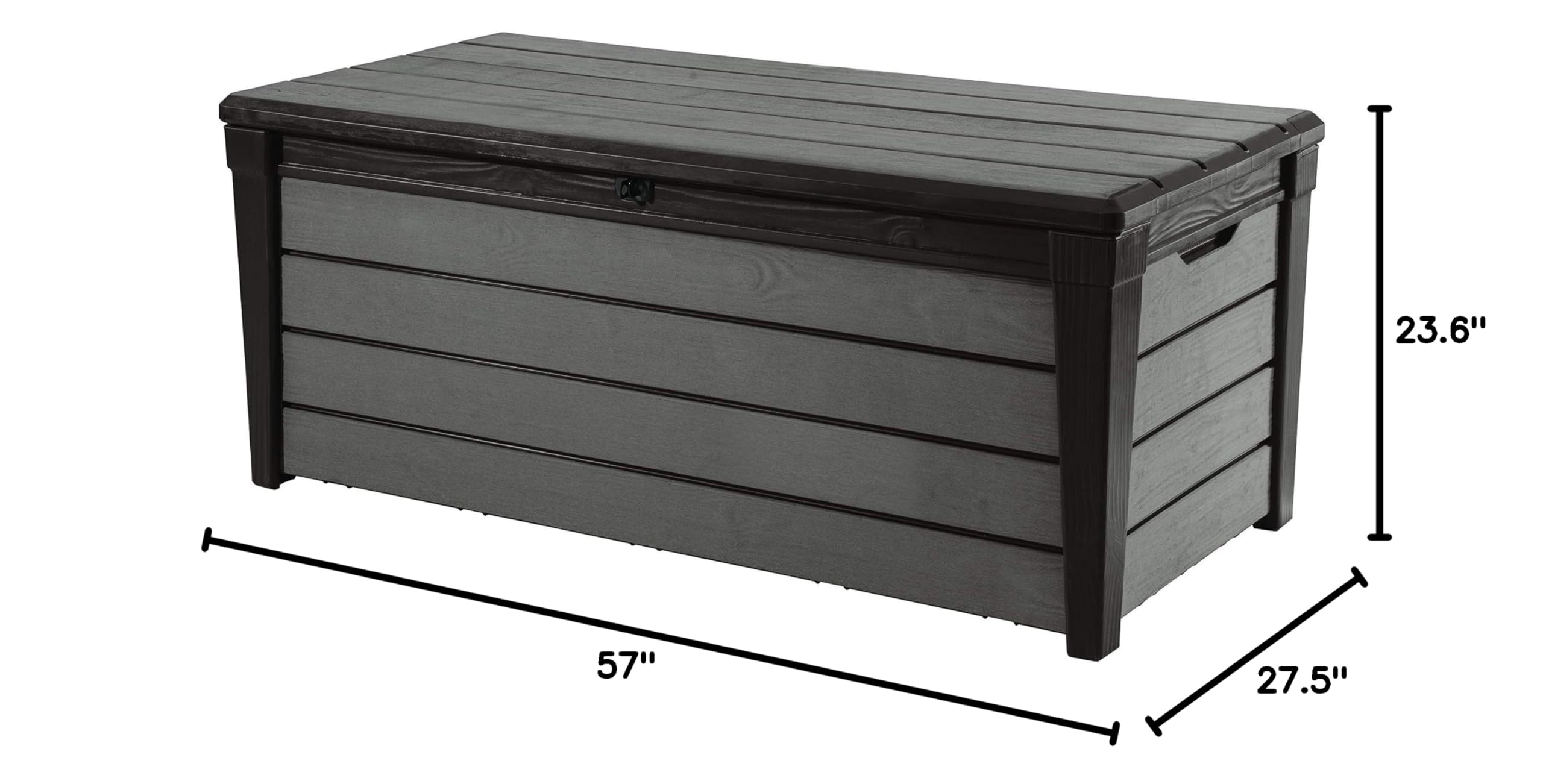 Keter Outdoor Storage Deck Box, for Patio, Backyard & Garden, Brushwood, 120 Gal, Brown - Lockable, Organizing, and Waterproof Plastic Container Bench