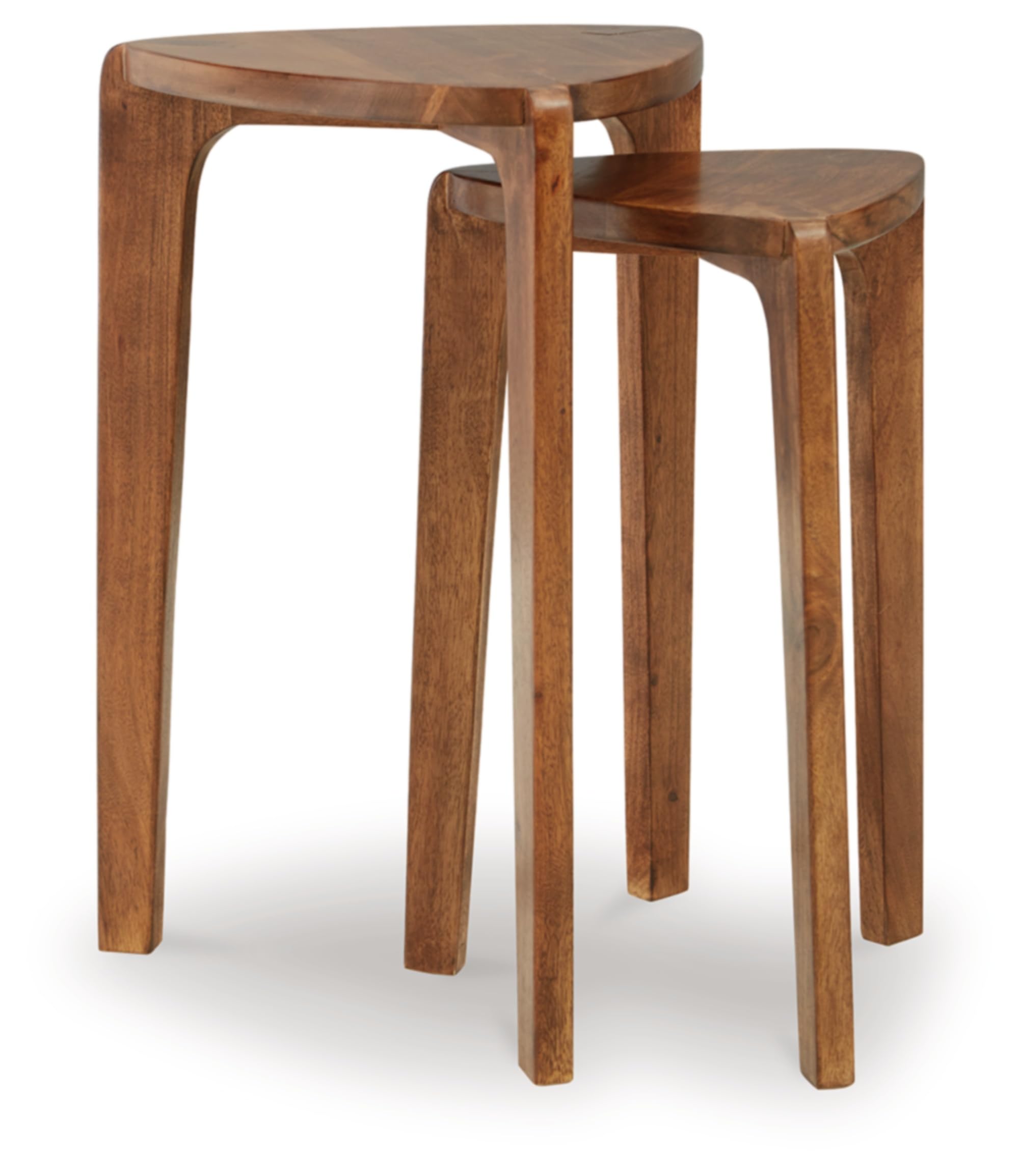 Solid Wood Nesting Accent Tables – Set of 2, Dark Brown