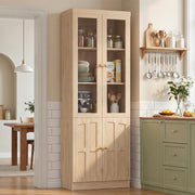 Cyclysio Kitchen Pantry Cabinet, 80" Wood Pantry Storage Cabinet with Doors and Adjustable Shelves, Kitchen Cabinet with Thickened Top Panel, Tall Cabinet for Livingroom, Pantry, Bathroom, Natural