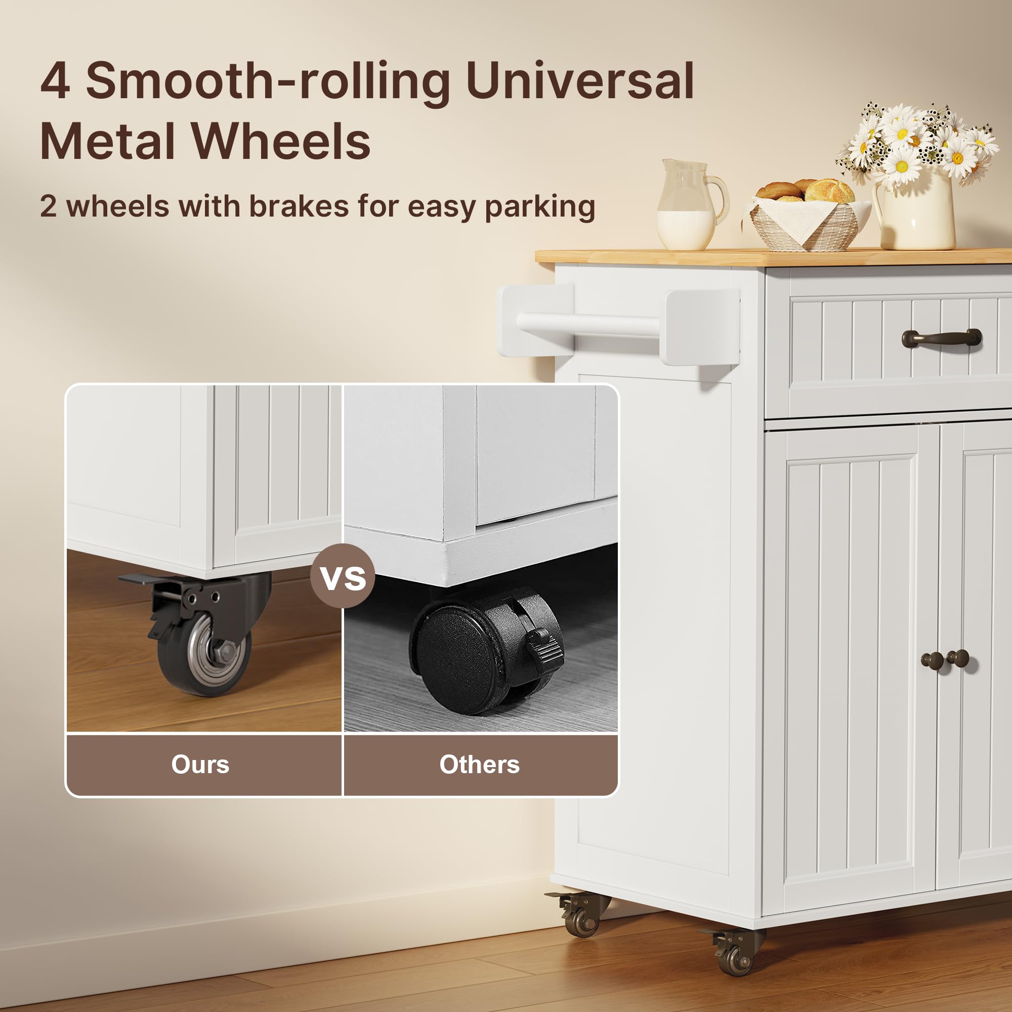 Kitchen Island Cart with Adjustable Shelf