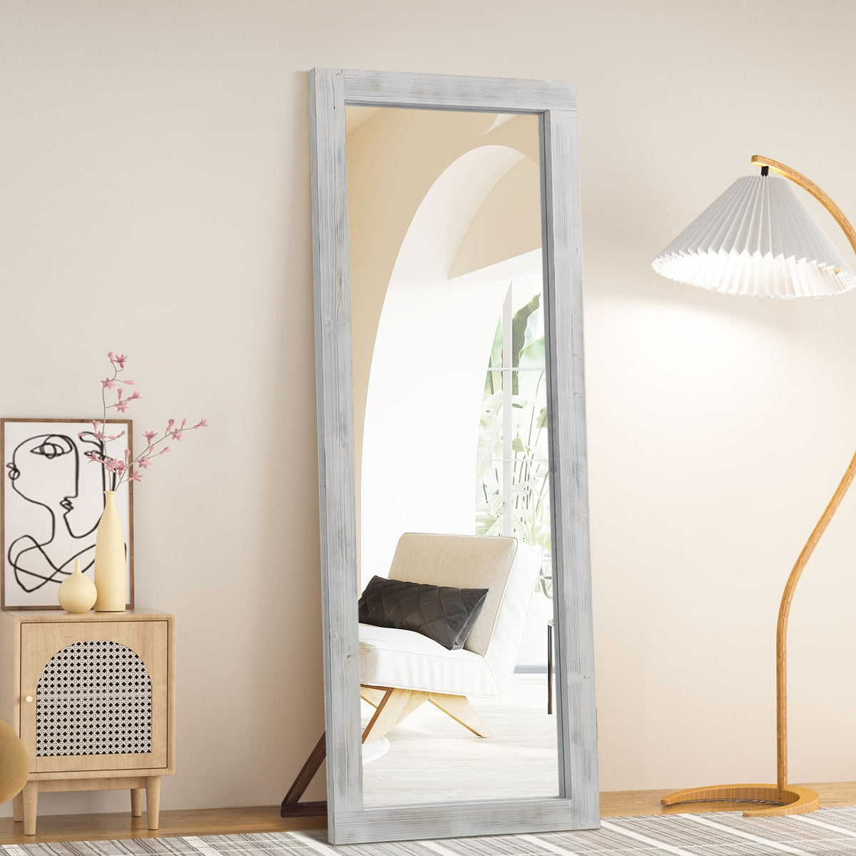 Rustic Wood Full-Length Mirror