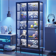 Glass Display Cabinet with LED Sensor Lights & Adjustable Shelves