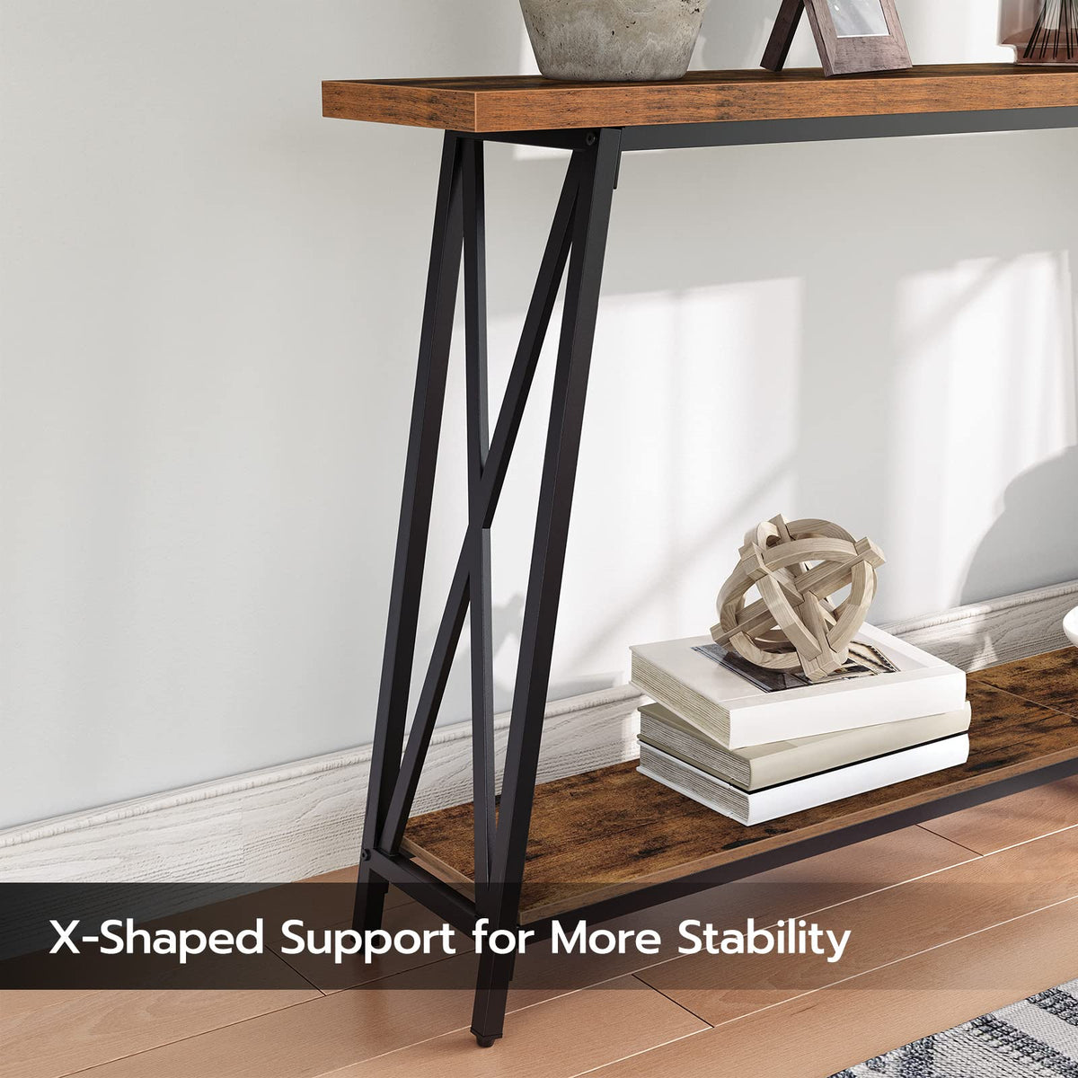 Narrow 2-Tier Console Table