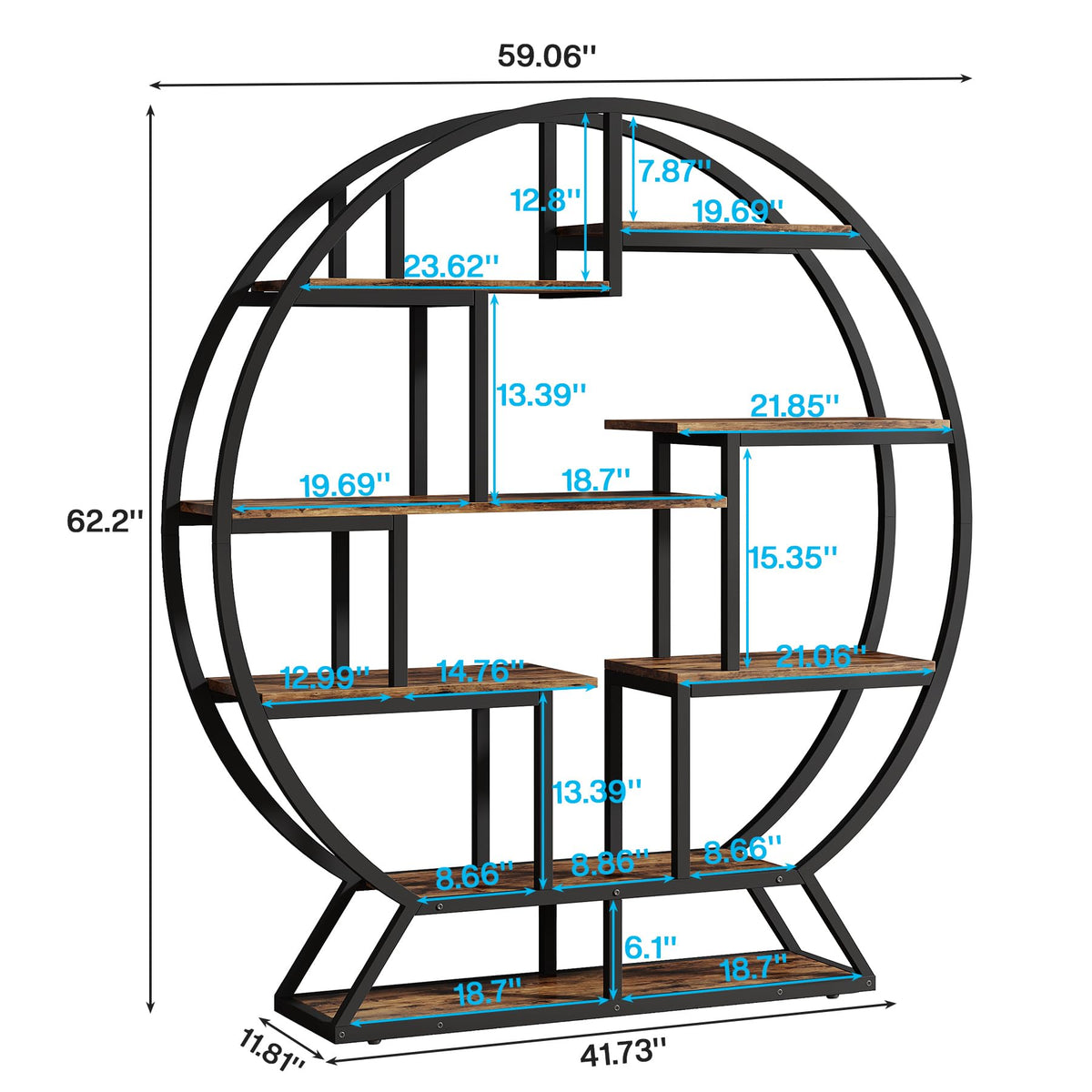 63-Inch Round Etagere Bookshelf