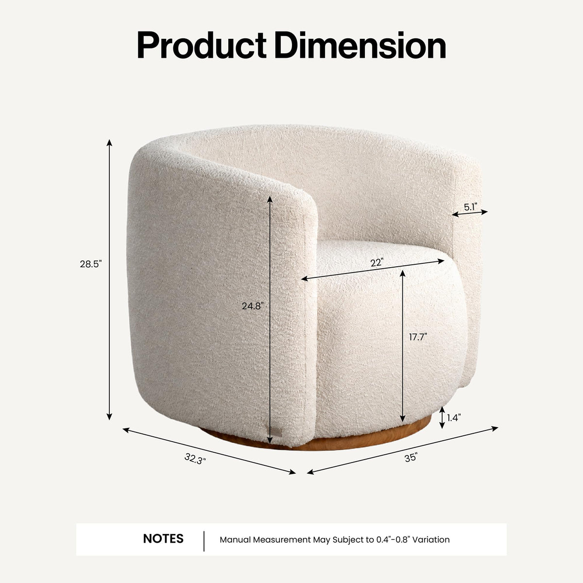 Oversized Cream Swivel Barrel Chair