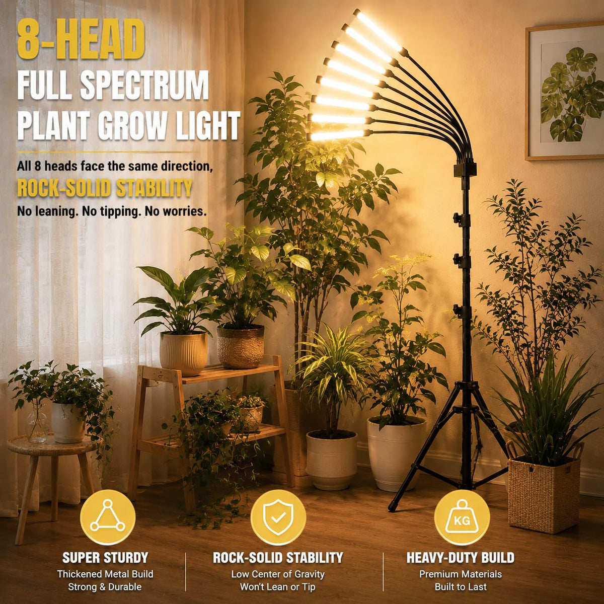 8-Head Full Spectrum LED Grow Light