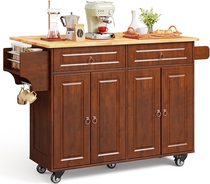 Kitchen Island with Storage & Rolling Wheels