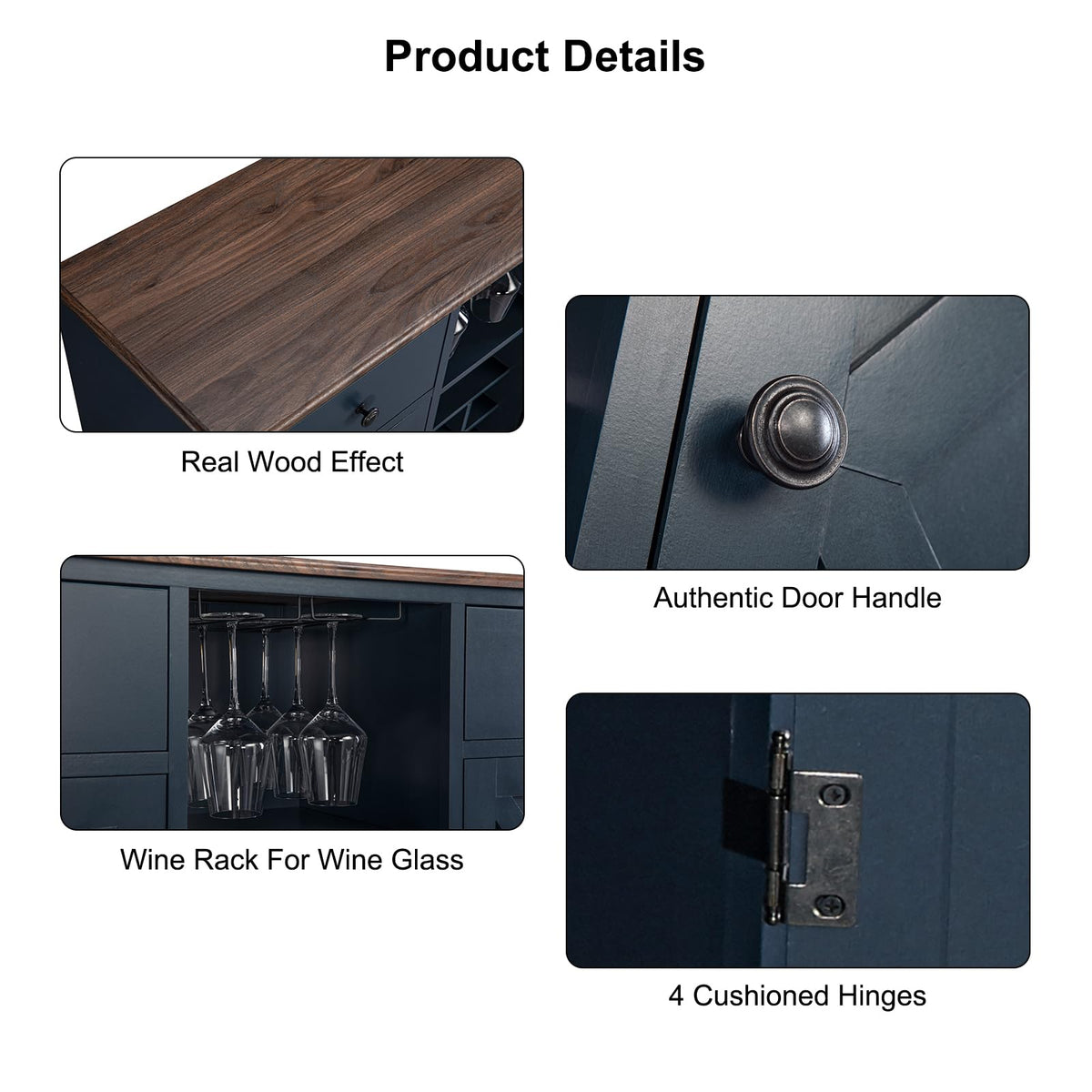 Navy Wine Bar Cabinet