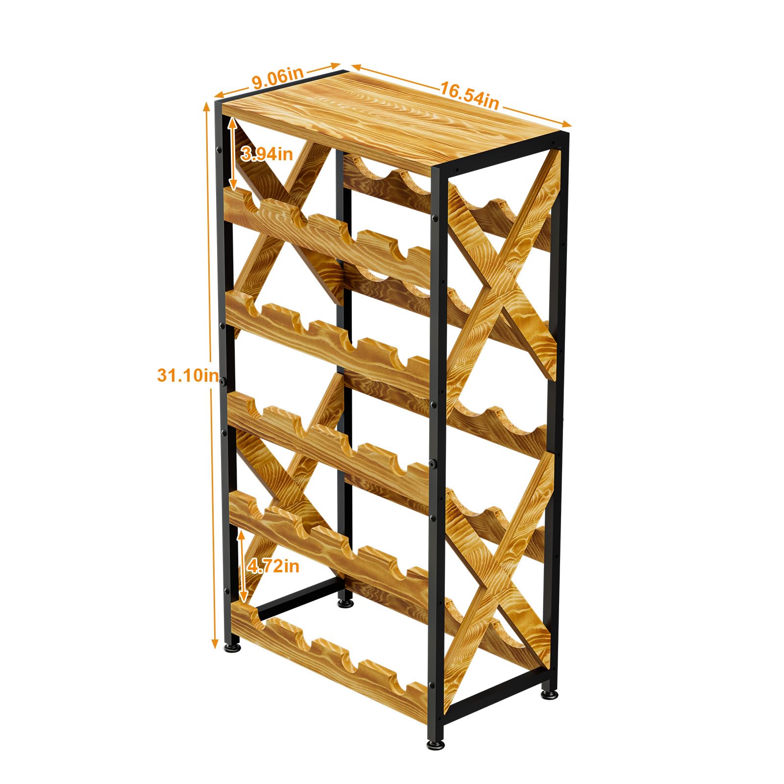 20-Bottle Freestanding Wine Rack with Wood Top