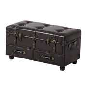 Vintage Faux Leather Storage Ottoman Bench
