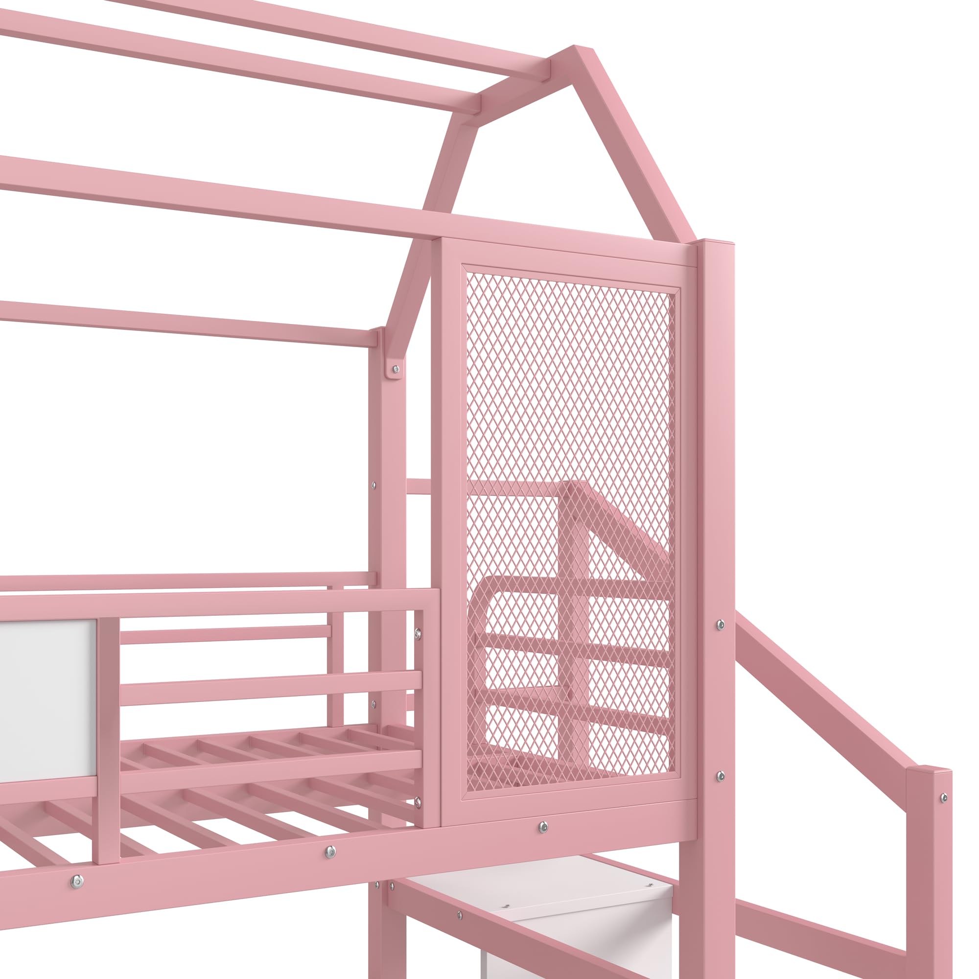 Twin Size Loft Bed with Slide & Storage Stairs