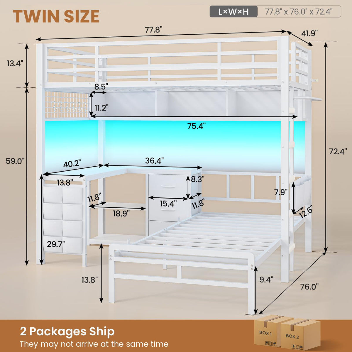 Twin Over Twin Bunk Bed with Desk