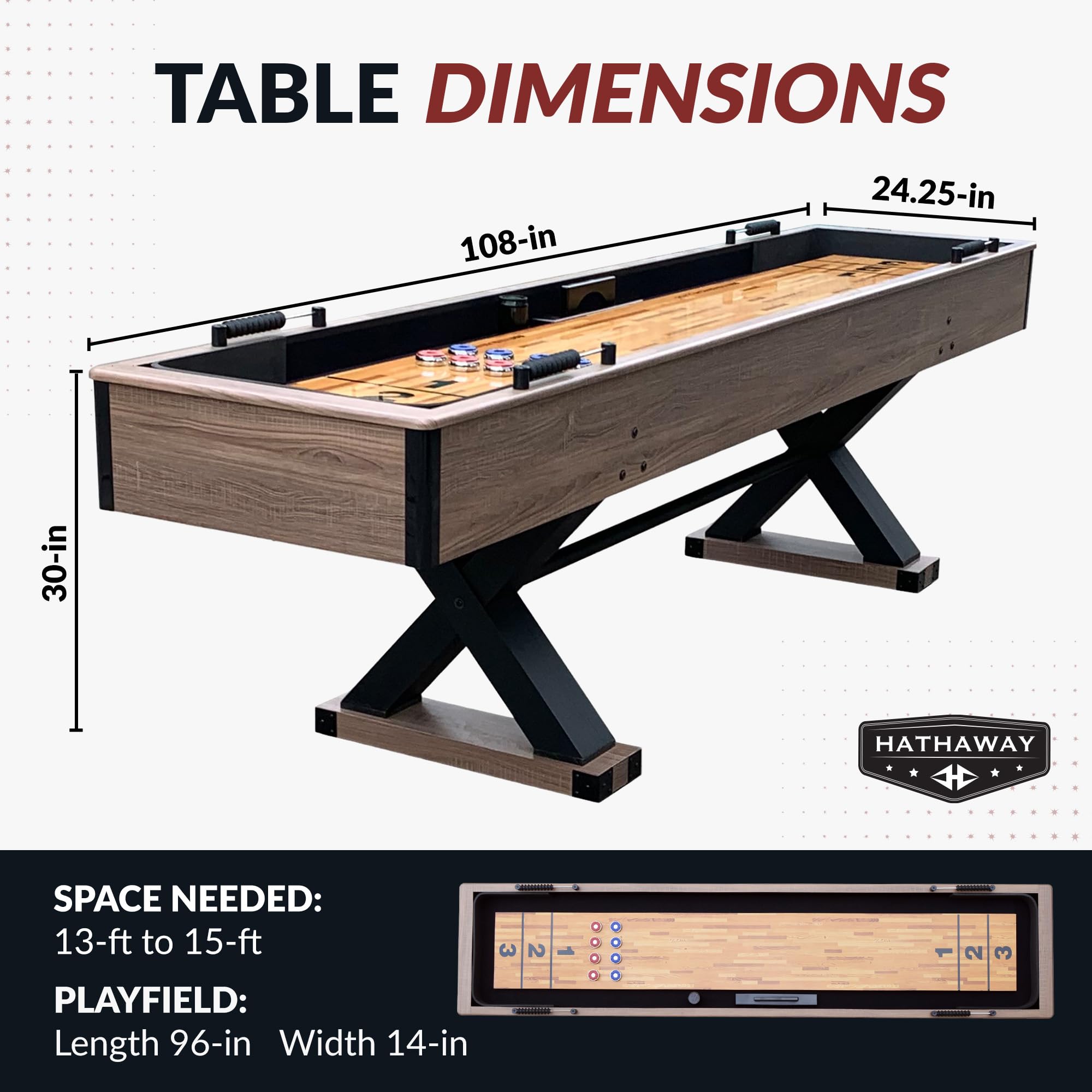 9-Ft Shuffleboard Table with Driftwood Finish
