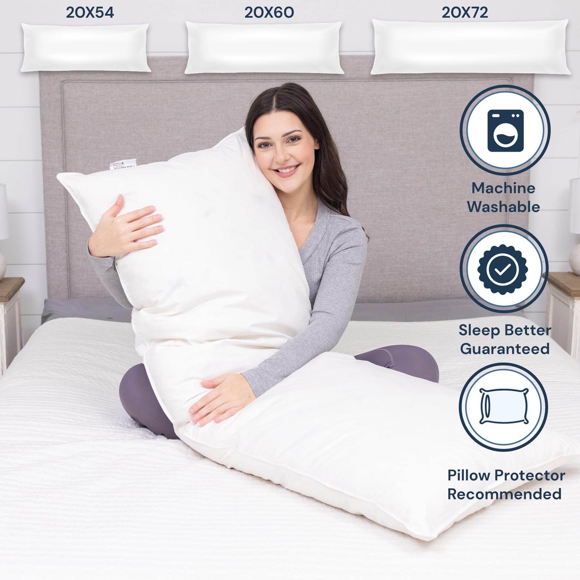 White Goose Down & Feather Body Pillow