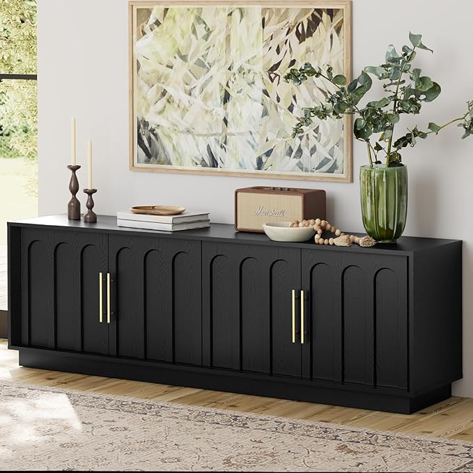 67" Mid-Century Modern TV Stand with Arched Doors
