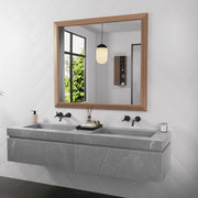 Walnut Wood-Grain Bathroom Mirror