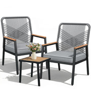 LIFERUN 3-Piece Rattan Patio Set with 2 Chairs and Table, Gray