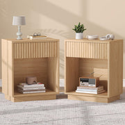 Zeibospri Fluted Nightstands Set of 2, Mid Century Bedside End Side Table
