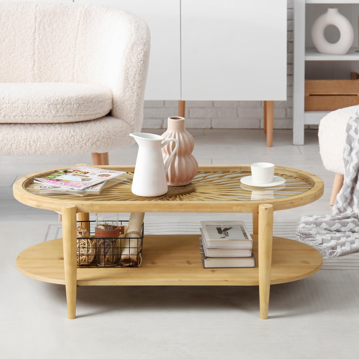 Oval Rattan Coffee Table