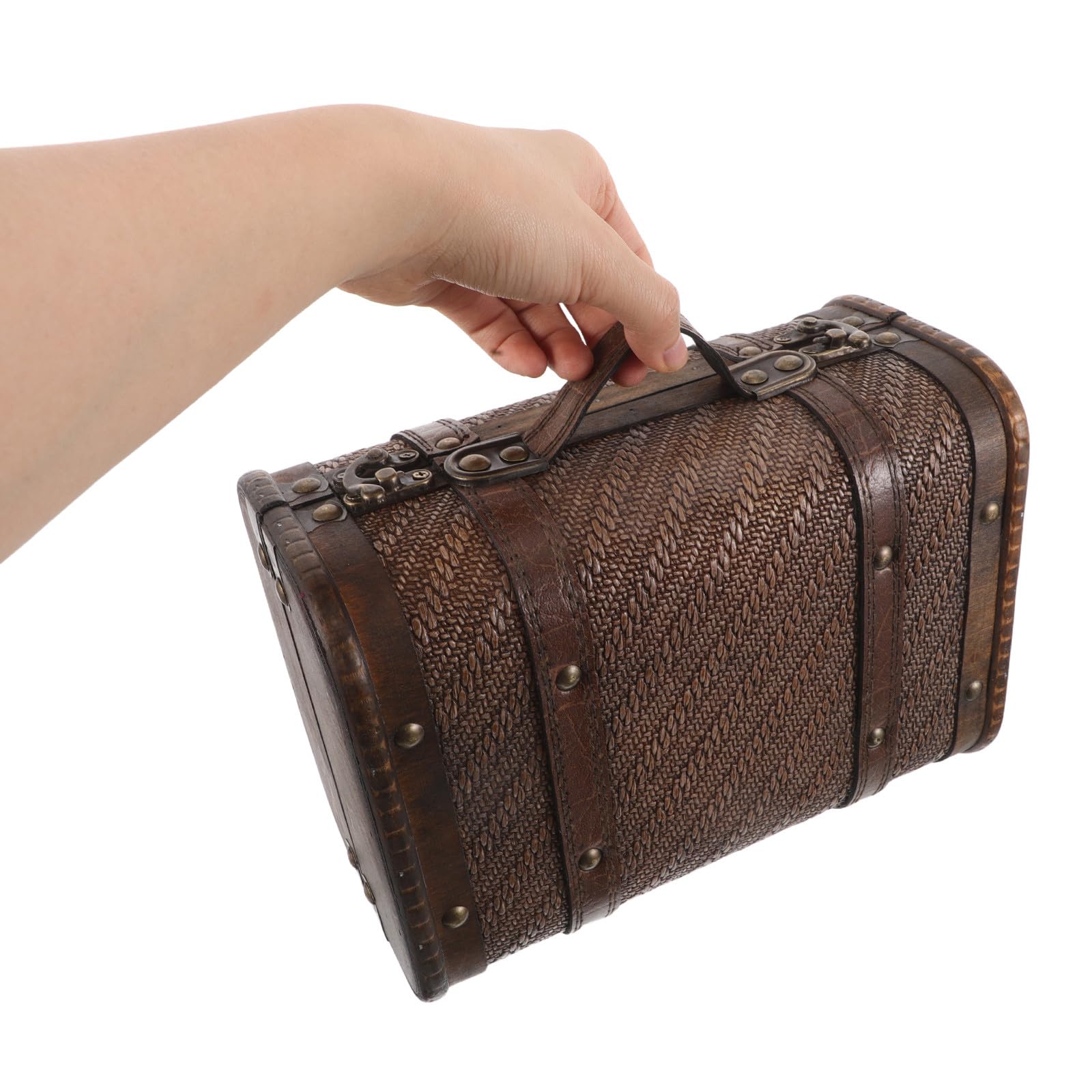 Vintage Wooden Storage Box with Handle